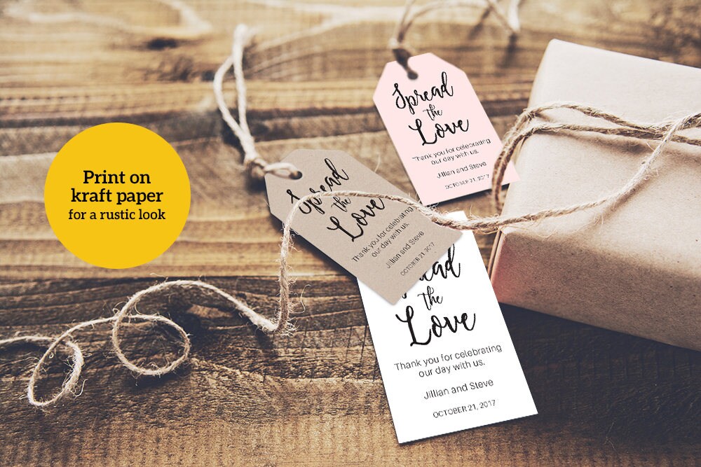 Spread the Love Printable Favor Tag, Gift Tag Template, Rustic Editable  Tag, Modern Spread the Love Tag, INSTANT DOWNLOAD PDF