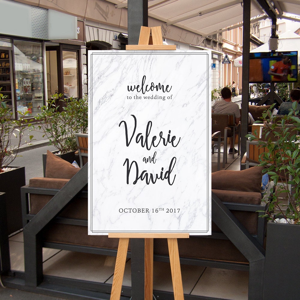 Marble Wedding Welcome Poster Modern CUSTOM Printable | Etsy