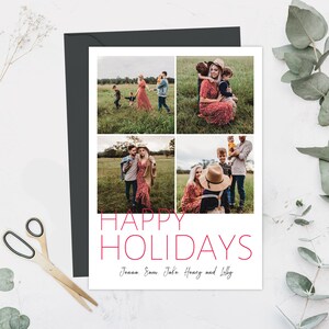 Familie kerstkaart met foto, Merry Christmas foto kerstkaart, moderne familie kerstkaart, afdrukbare aangepaste fotokaart - 5x7