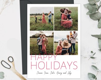 Familie kerstkaart met foto, Merry Christmas foto kerstkaart, moderne familie kerstkaart, afdrukbare aangepaste fotokaart - 5x7