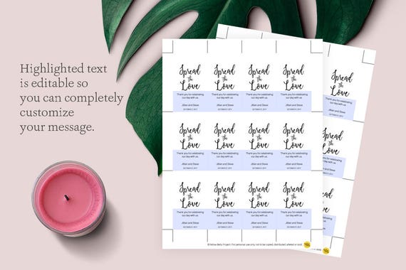 Spread the Love Printable Favor Tag, Gift Tag Template, Rustic Editable Tag, Modern Spread the Love Tag, INSTANT DOWNLOAD PDF