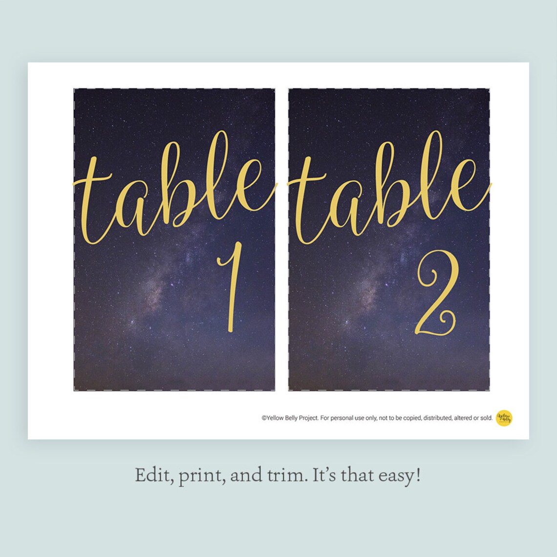 Printable Table Number Templates Navy Blue and Gold Starry - Etsy