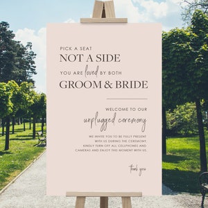 Modern Minimalist Wedding Sign - Choose a Seat Not a Side - Open Seating Welcome Sign - Instant Download PDF Printable