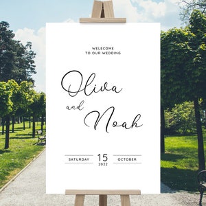 Modern Minimalist Wedding Welcome Sign, Sage Green Welcome Sign - Made to Order Digital File