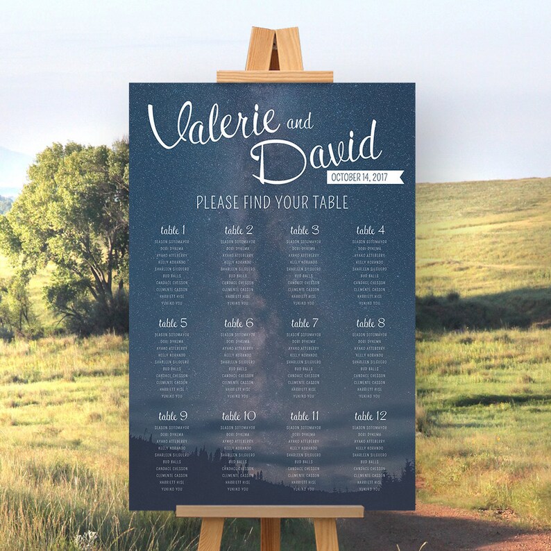 Galaxy Starry Night Custom Printable Navy Wedding Seating Chart Sign Seating Chart Rustic Wedding Seat Chart Poster Stars Night Sky Home Living Home Decor Delage Com Br