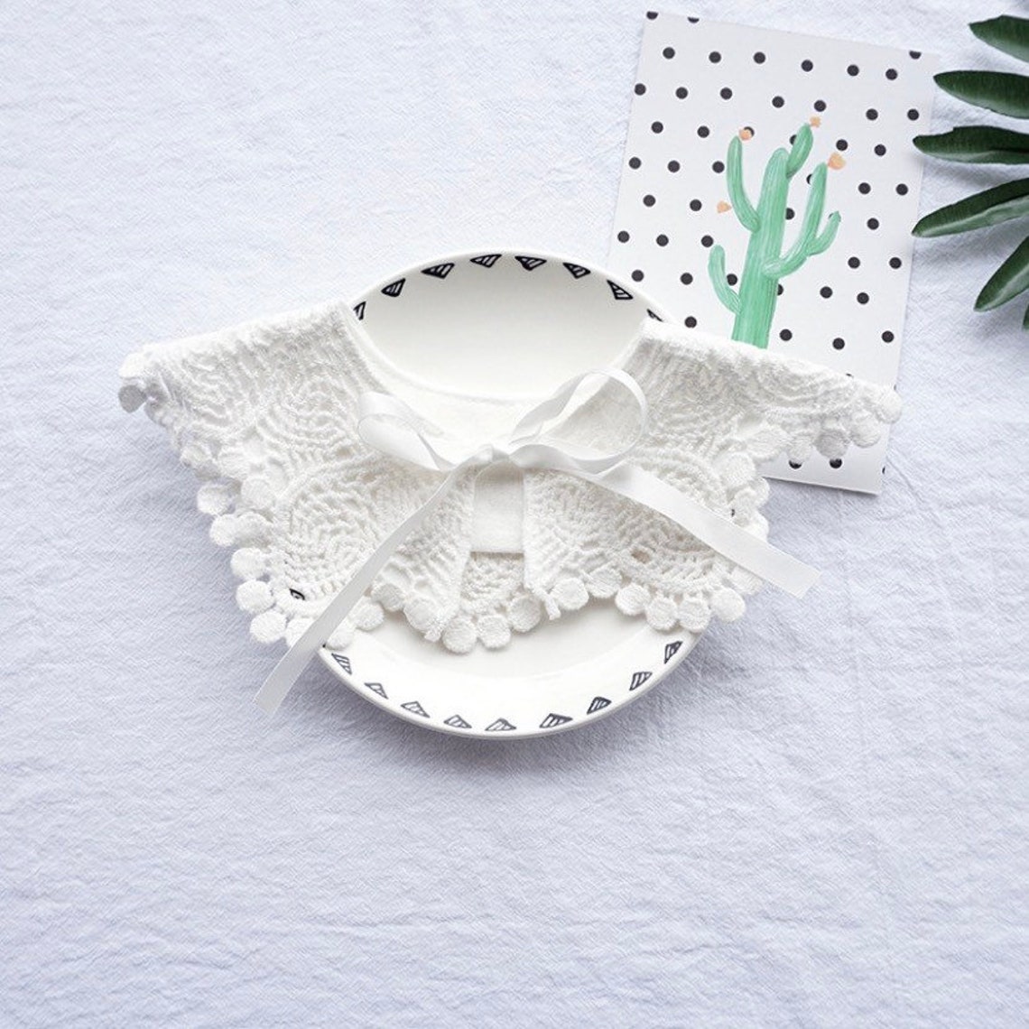 Baptism bib girl Christening bib Lace baby bib Lace collar Etsy