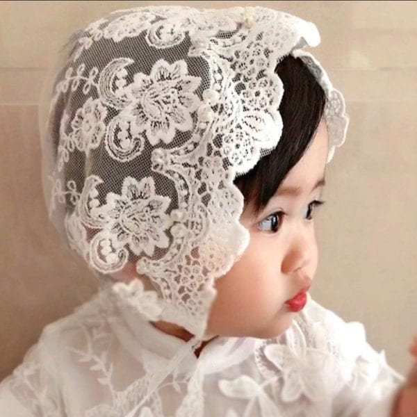 Baby bonnet, White Lace bonnet, Newborn bonnet, Baptism hat, Christening hats, Baptism gift girl, Baby hat, Newborn Hat