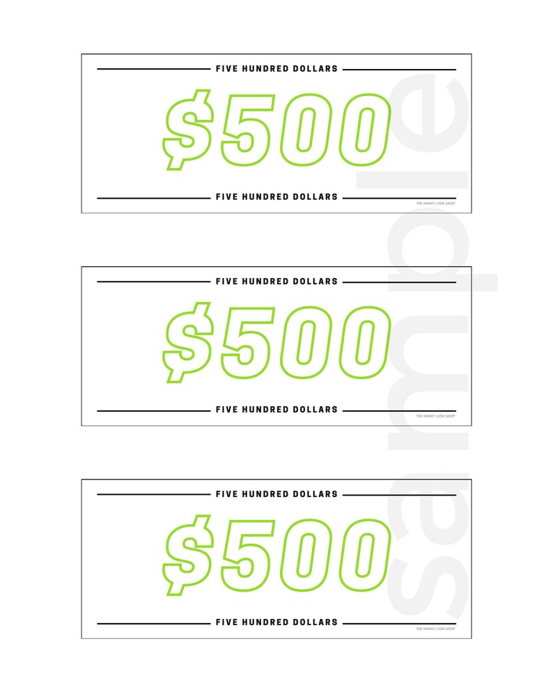 Neon Green Money Placeholder Printable FAKE MONEY 100 Etsy