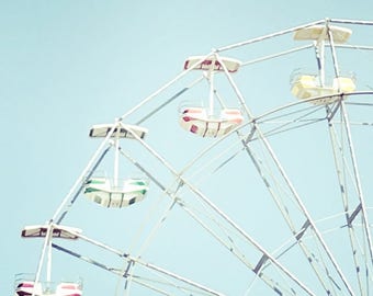 Ferris Wheel Photo, Ferris Wheel Print, Beach Print, Shore Photo, Seashore Print, Beach House Print, Boardwalk, Beach Colors