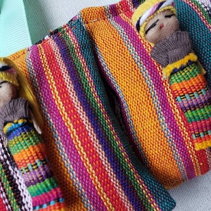 Set of ornaments, Worry doll, Guatemalan worry doll, Mexican Worry doll, Guatemala Christmas, Mexican fiesta ornament, Feliz Navidad, yellow