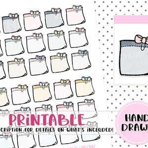 May include: A sheet of printable planner stickers featuring hand-drawn sticky notes with bows. The notes come in various pastel colors, including pink, blue, and yellow. The word "PRINTABLE" is displayed in pink text.