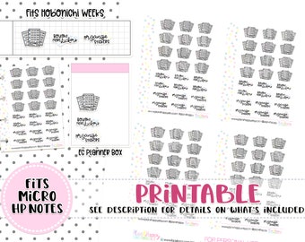 Printable Planner Stickers, "Bought Stickers (Micro Sheets)", Sheets fit Micro Happy Notes, Tiny Stickers, Hobonichi Weeks Stickers