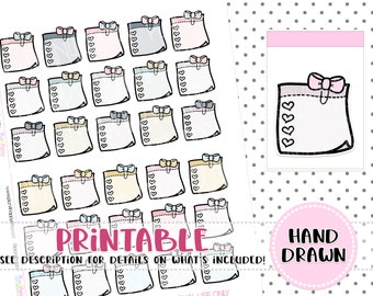 Printable, Sticky Note Checklists, Printable Planner Stickers, Larger Size for Vertical Planners, Doodle Stickers, Hand Drawn Sticker, Set B
