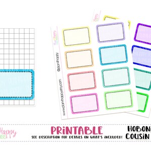 Meias Caixas - Conjunto 02 - Brilhante, para Primo Hobonichi (A5), Adesivos Planner Imprimíveis, Adesivos Planner, Caixas Planner