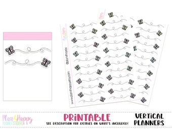 Butterfly Divider/Header, for Standard Vertical Planners, Printable Planner Stickers, Planner Stickers, Planner Boxes