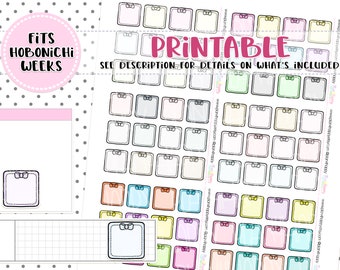 Printable, Bow Boxes, Printable Kawaii Stickers, Hobonichi Weeks Stickers, Doodle Stickers, Hand Drawn Sticker