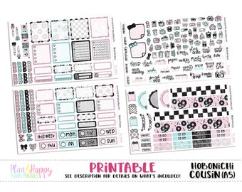 Hobonichi Cousin (A5) Weekly Kit, 50s Diner Weekly Kit, Printable Planner Stickers, Printable Weekly Kit, Hobonichi Weekly Kit
