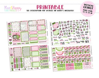Printable Weekly Kit,  Vertical Planner Weekly Kit, Zombie Valentines Weekly Kit, Printable Planner Stickers, Printable Stickers