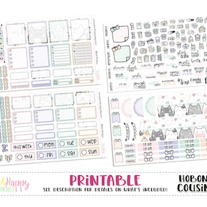 Hobonichi Cousin (A5) Kit Semanal, Kit Semanal Spring Kitties, Adesivos de Planejador para Impressão, Kit Semanal para Impressão, Kit Semanal Hobonichi