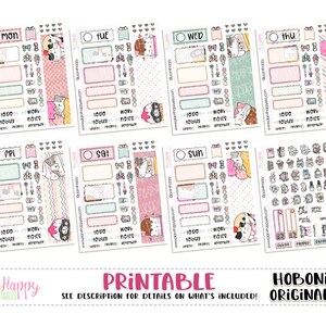 ほぼ日オリジナル（A6）ウィークリーキット、アイスクリームキャッツウィークリーキット、印刷可能なプランナーステッカー、デイリーキット、ほぼ日A6日本語版
