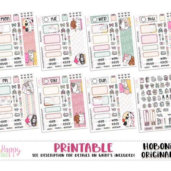 Hobonichi Original (A6) Weekly Kit, Ice Cream Cats Weekly Kit, Printable Planner Stickers, Daily Kit, Hobonichi A6 Japanese Version