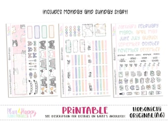 Hobonichi Original (A6) Monthly Kit, Spring Kitties Monthly Kit, Printable Planner Stickers, Monthly Kit, Hobonichi A6 Japanese Version