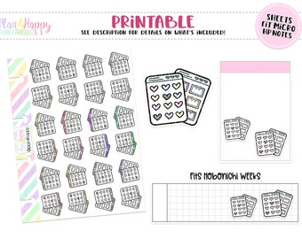 Sticker Sheets, Printable Planner Stickers, Fits Micro Happy Notes, Tiny Stickers, Doodle Stickers, Hobonichi Weeks Stickers