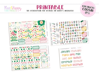 Hobonichi Cousin (A5) Monthly Kit, Wildflowers Monthly Kit, Hobonichi A5, Hobonichi Stickers, Hobonichi Cousin, Printable Planner Stickers