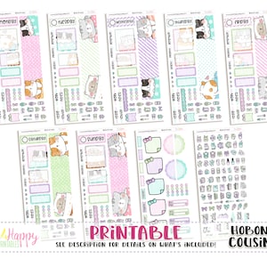 Hobonichi Cousin (A5) Daily Kit, Coffee Cats Kit , Hobonichi Cousin Stickers, Hobonichi Stickers, Printable Planner Stickers