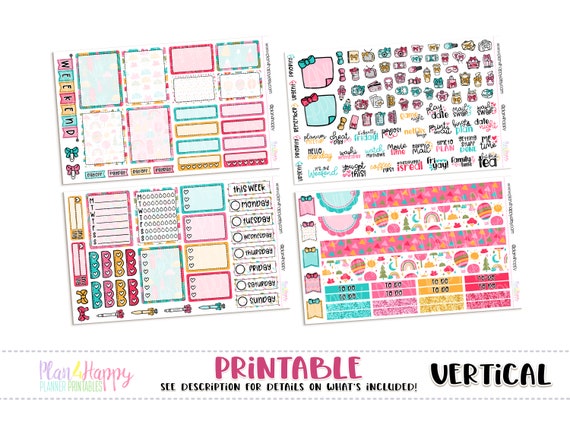 Printable Weekly Kit Vertical Planner Weekly Kit Fun | Etsy