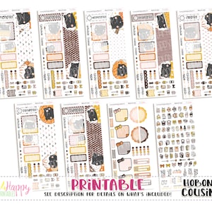 Hobonichi Cousin (A5) Daily Kit, Pumpkin Spice Cats Kit , Hobonichi Cousin Stickers, Hobonichi Stickers, Printable Planner Stickers