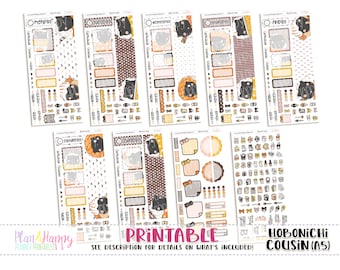 Hobonichi Cousin (A5) Daily Kit, Pumpkin Spice Cats Kit , Hobonichi Cousin Stickers, Hobonichi Stickers, Printable Planner Stickers