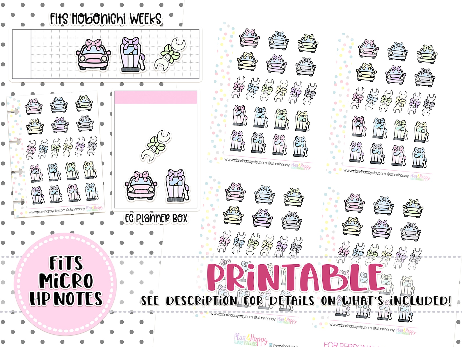 Printable Planner Stickers Car Stickers Fits Micro Happy | Etsy