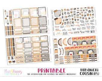 Hobonichi Cousin (A5) Weekly Kit, Fall Hedgies Weekly Kit, Printable Planner Stickers, Printable Weekly Kit, Hobonichi Weekly Kit