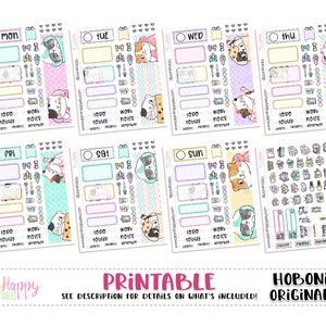 Hobonichi Original (A6) Wöchentliches Kit, Boba Cats Wöchentliches Kit, druckbare PlanerSticker, Tägliches Kit, Hobonichi A6 Japanische Version