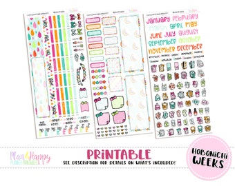 Hobonichi Weeks Monthly Kit, Rainbow Bright Hobonichi Weeks Monthly, Printable Planner Stickers, Printable Monthly Kit, Hobonichi