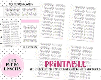 Printable Planner Stickers, Garland Stickers, Sheets fit Micro Happy Notes, Tiny Stickers, Hobonichi Weeks Stickers