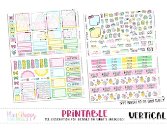 Printable Weekly Kit, Vertical Planner Weekly Kit, Summer Friends Weekly Kit, Printable Planner Stickers, Printable Stickers