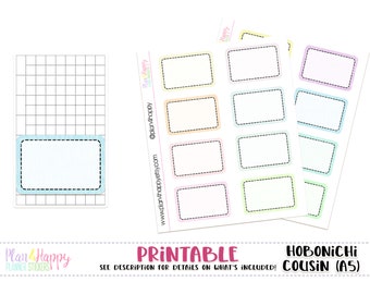 Half Boxes - Set 01 - Pastel, for Hobonichi Cousin (A5), Printable Planner Stickers, Planner Stickers, Planner Boxes