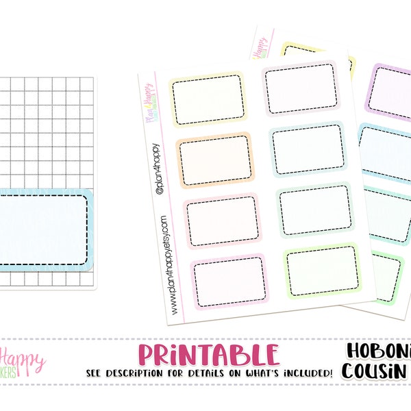 Half Boxes - Set 01 - Pastel, for Hobonichi Cousin (A5), Printable Planner Stickers, Planner Stickers, Planner Boxes