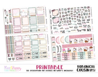 Hobonichi Cousin (A5) Weekly Kit, Ice Cream Cats Weekly Kit, Printable Planner Stickers, Printable Weekly Kit, Hobonichi Weekly Kit