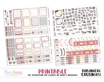 Hobonichi Cousin (A5) Weekly Kit, Pink Christmas Weekly Kit, Printable Planner Stickers, Printable Weekly Kit, Hobonichi Weekly Kit