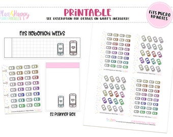 Printable Planner Stickers, Cellphone  Stickers, Fits Micro Happy Notes, Tiny Stickers, Doodle Stickers, Hobonichi Weeks Stickers