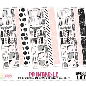 Hobonichi Weeks Mini Weekly Kits, Black & Blush, 3 Mini Weekly Kits, Hobonichi Weeks Stickers, Hobo Weeks, Hobonichi Stickers