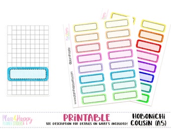 Quarter Boxes - Set 02 - Bright, for Hobonichi Cousin (A5), Printable Planner Stickers, Planner Stickers, Planner Boxes