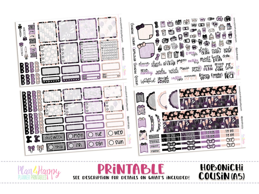 Hobonichi Cousin (A5) Weekly Kit, Happy New Year Weekly Kit, Printable ...