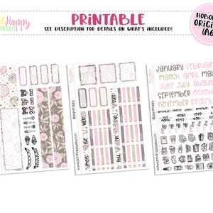 Hobonichi Original (A6) monatliche Kit, Floral monatliche Kit, druckbare Sticker, Hobonichi A6 japanische Version