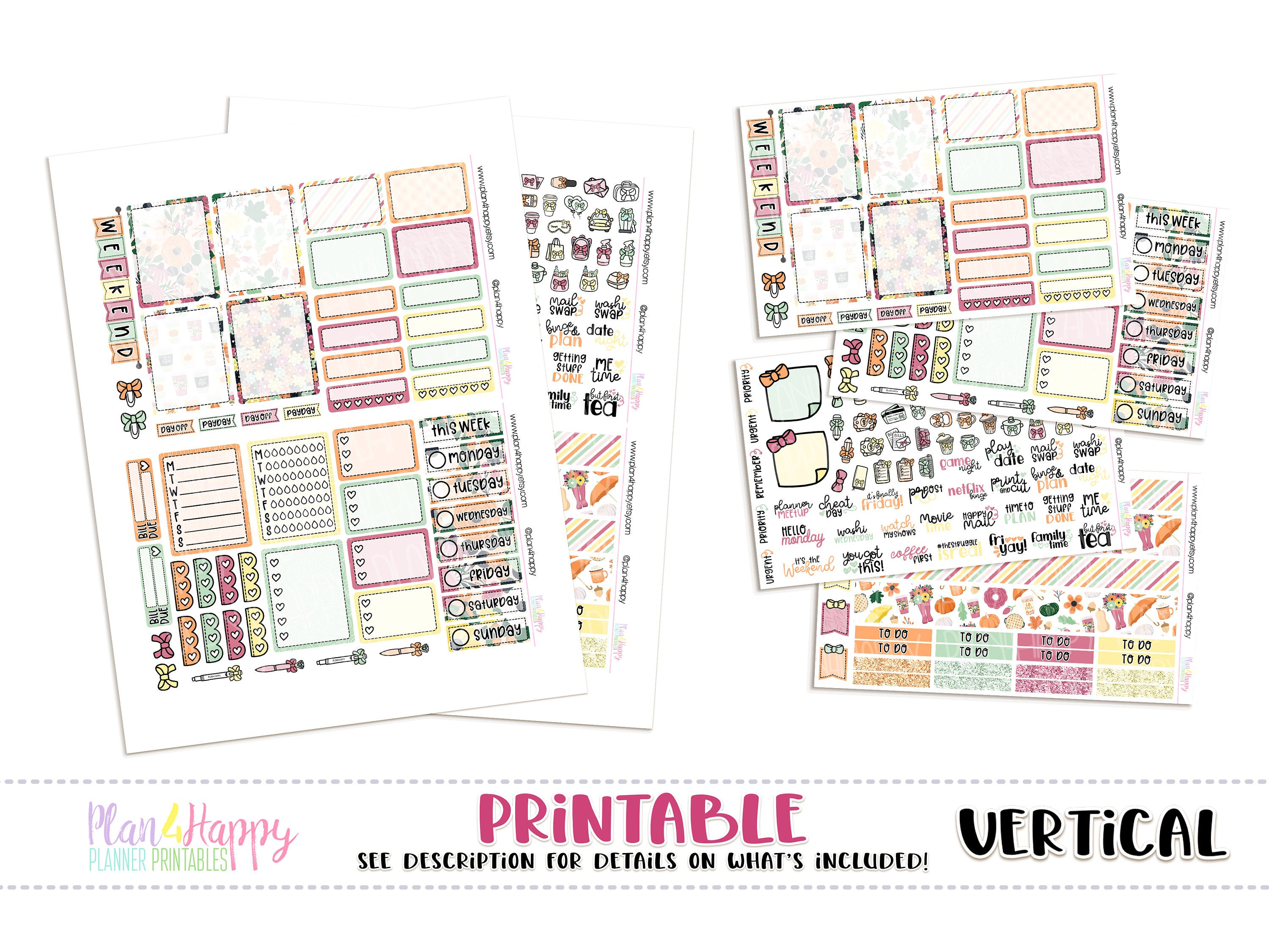 Printable Weekly Kit Vertical Planner Weekly Kit Pumpkin | Etsy
