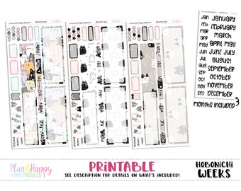 Hobonichi Weeks Mini Monthly Kits, All The Cats, 3 Mini Monthly Kits, Hobonichi Weeks Stickers, Hobo Weeks, Hobonichi Stickers