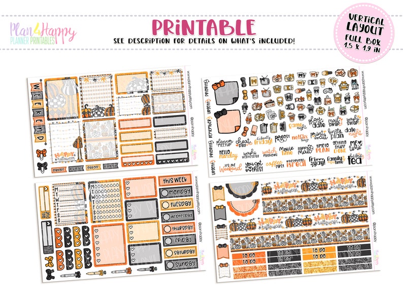 Printable Weekly Kit Vertical Planner Weekly Kit Halloween | Etsy